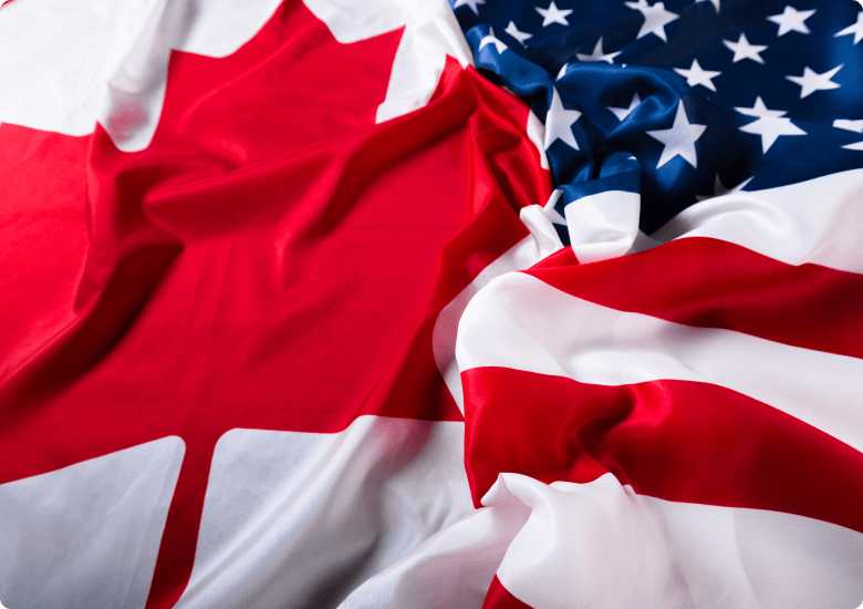 Canadian and American flag